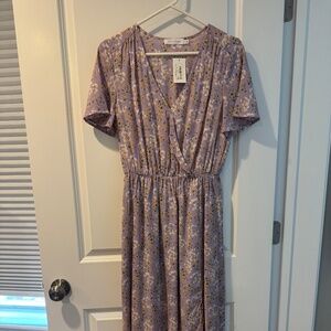 Lilac Floral All in Favor midi dress